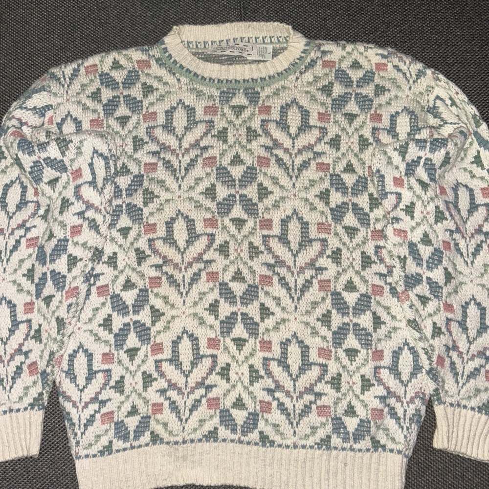 Vintage 80s Geometric Patterned Knit Sweater